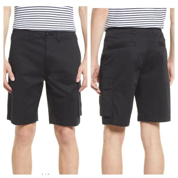 Selected Homme Men's Ricko Stretch Cotton Cargo Shorts in Black - Picture 1 of 6